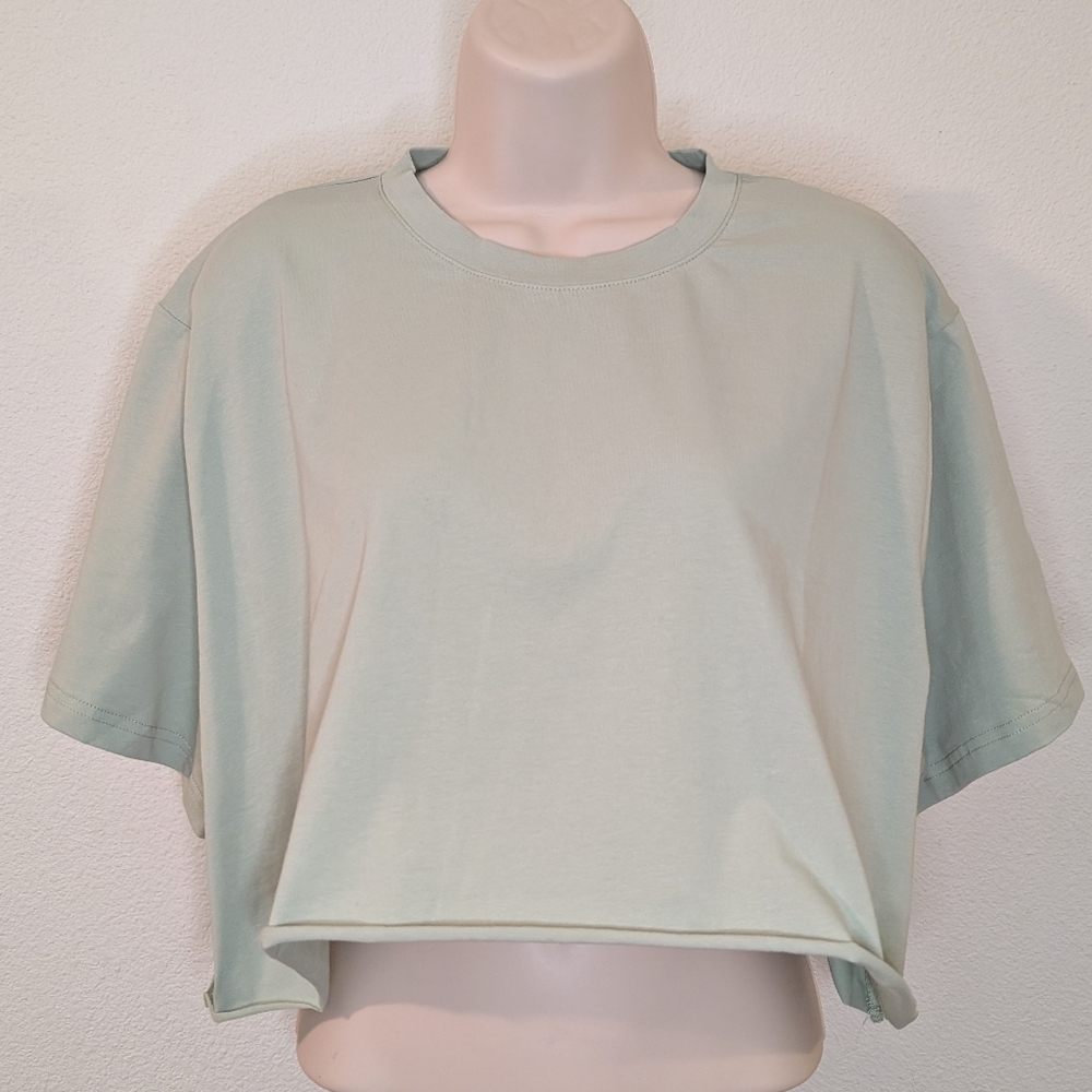 Mint Green Boxy Crop Top T Shirt Size XL